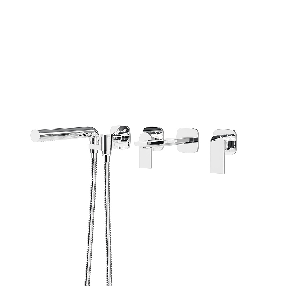 Aquabrass Xpress ABFCTMR04PC Tmr04 Tmr Plus Wallmount Tub Filler with Handshower - Polished Chrome