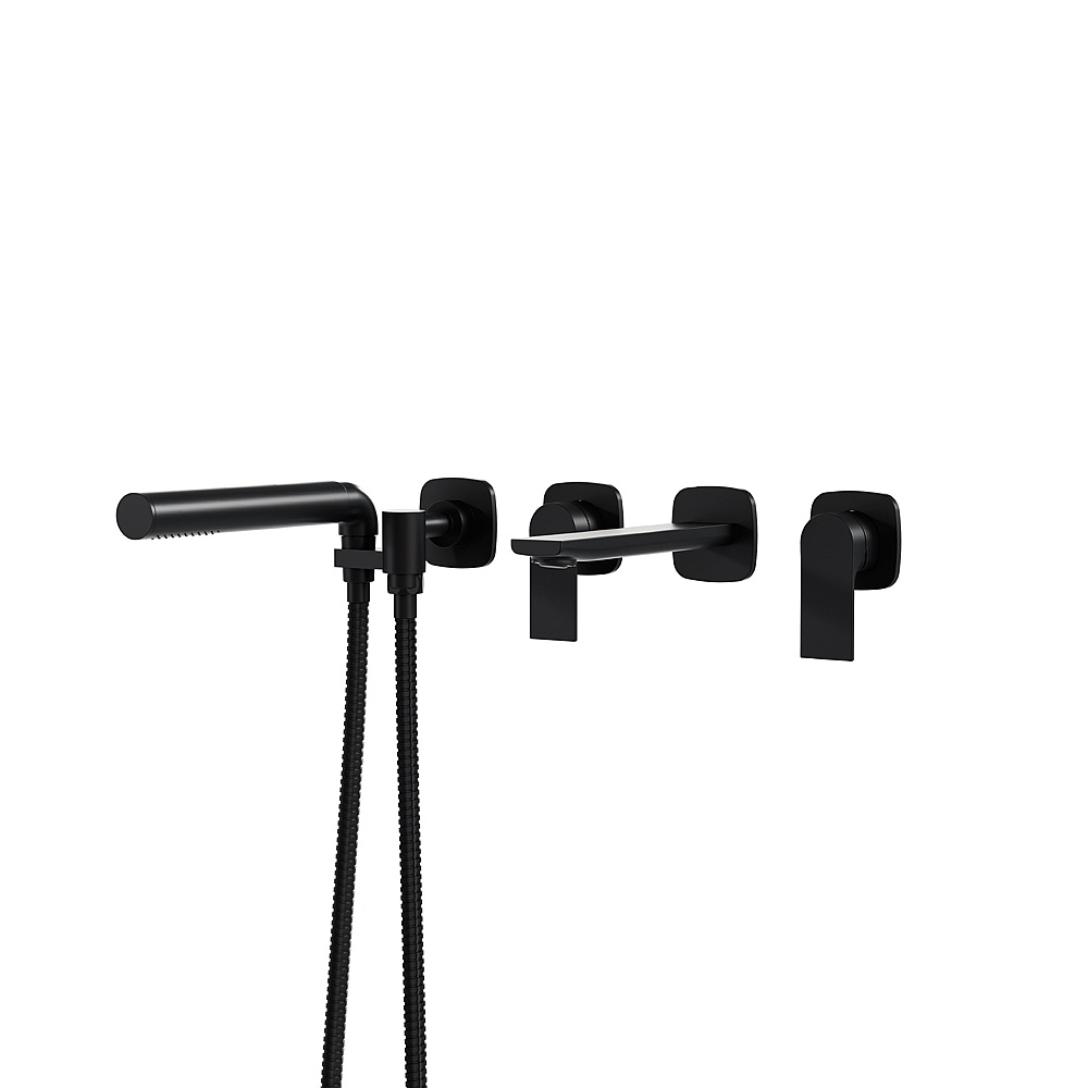 Aquabrass Xpress ABFCTMR04EBK Tmr04 Tmr Plus Wallmount Tub Filler with Handshower - Electro Black