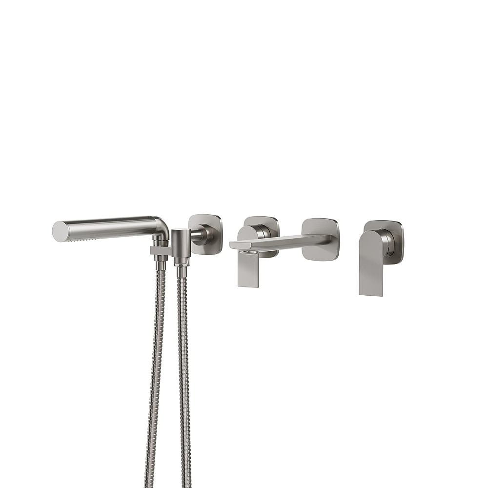Aquabrass Xpress ABFCTMR04BNVD Tmr04 Tmr Plus Wallmount Tub Filler with Handshower - Brushed Nickel PVD