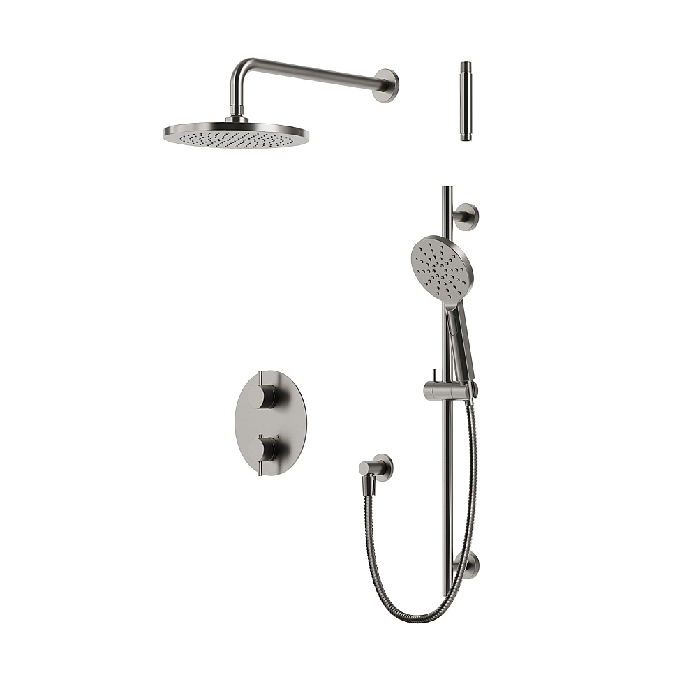 Aquabrass Xpress ABSZXPRK01GBNVD Xprk01G Thermo Shower Kit - 2-Way Non Shared - Brushed Nickel PVD