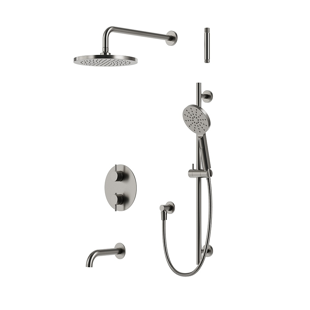 Aquabrass Xpress ABSZXPRK02BNVD Xprk02 Thermo Shower Kit - 3-Way Shared - Brushed Nickel PVD