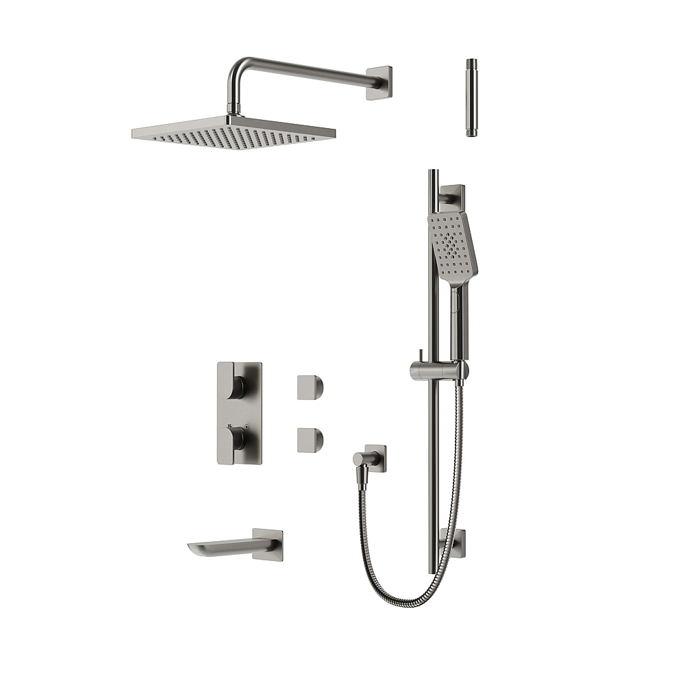 Aquabrass Xpress ABSZXPSK02BNVD Xpsk02 Thermo Shower Kit - 3-Way Shared - Brushed Nickel PVD