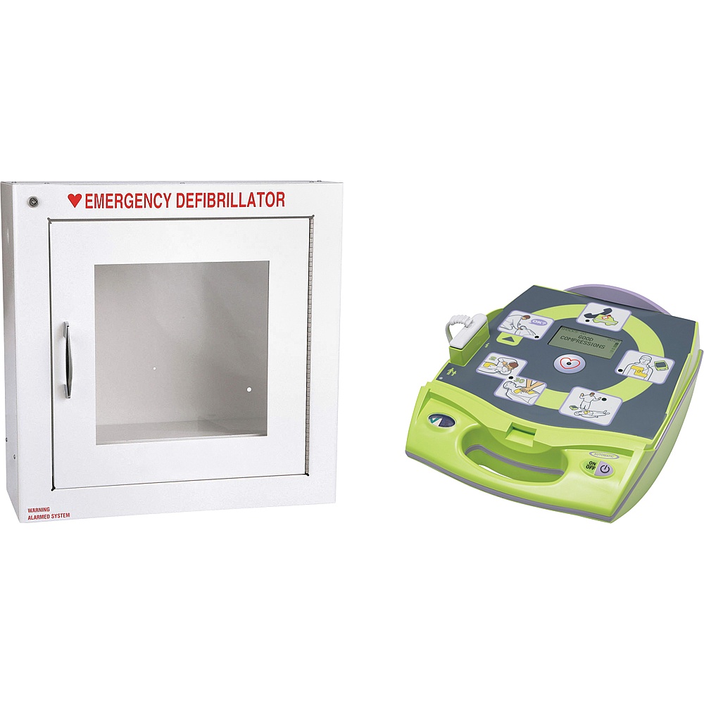 Zoll SGR004 AED Plus® Defibrillator with Alarmed Flush Wall Cabinet, Automatic, English, Class 4