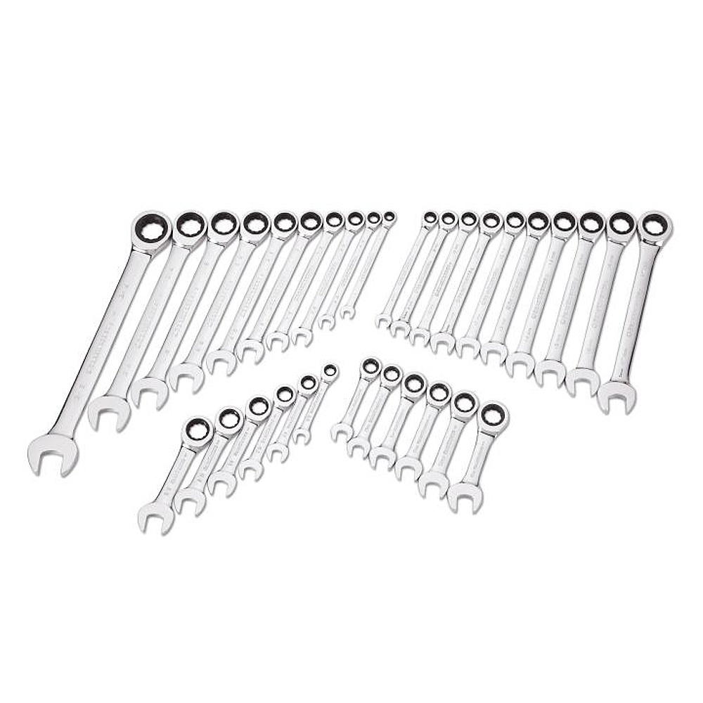 GEARWRENCH 39327 32 Piece 72-Tooth 12 Point SAE/Metric Standard/Stubby Combination Ratcheting Wrench Set