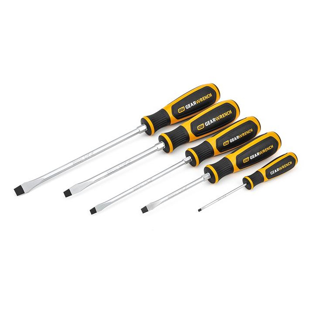 GEARWRENCH 80053H 5 Piece Slotted/Cabinet Dual Material Screwdriver Set