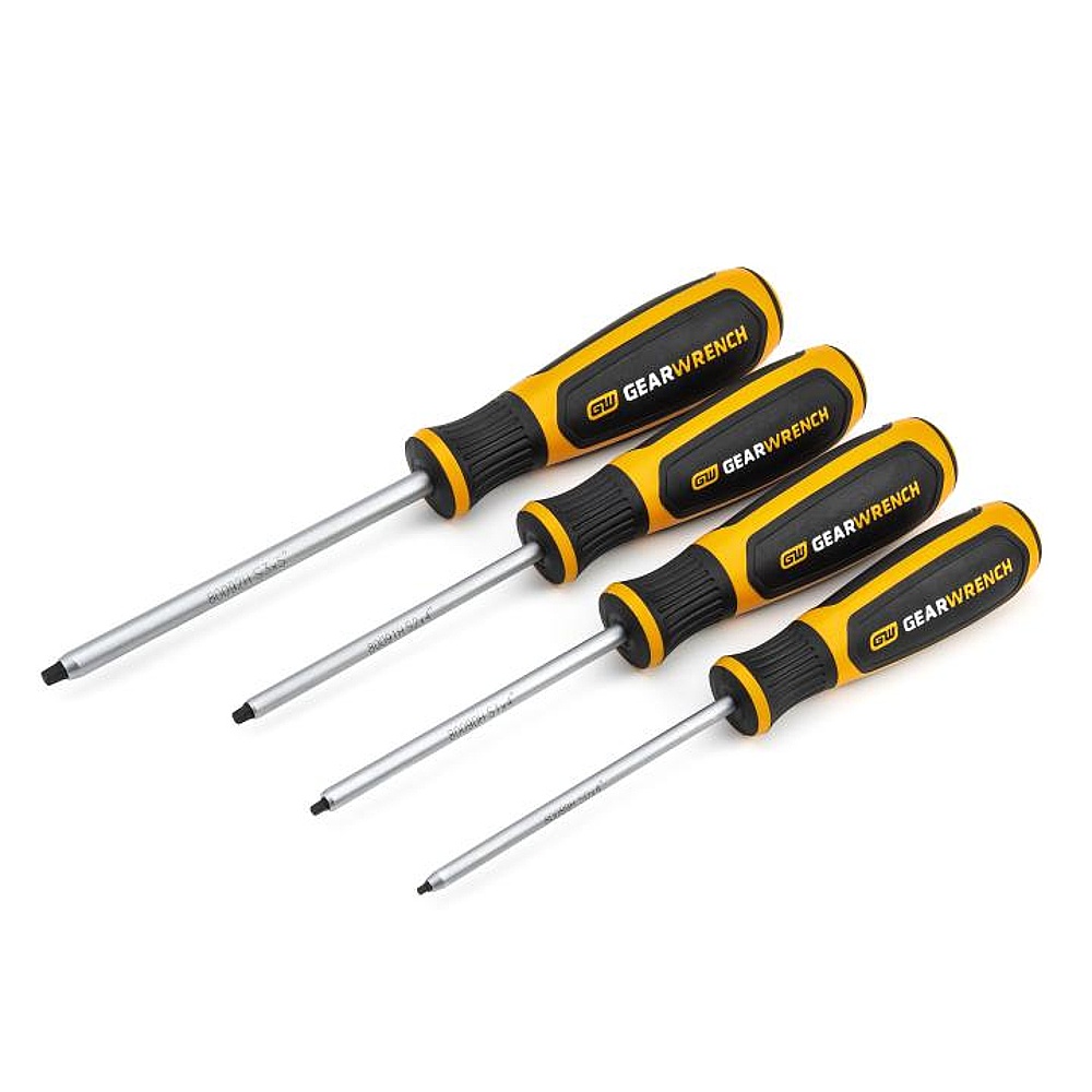 GEARWRENCH 80065H 4 Piece Square Dual Material Screwdriver Set