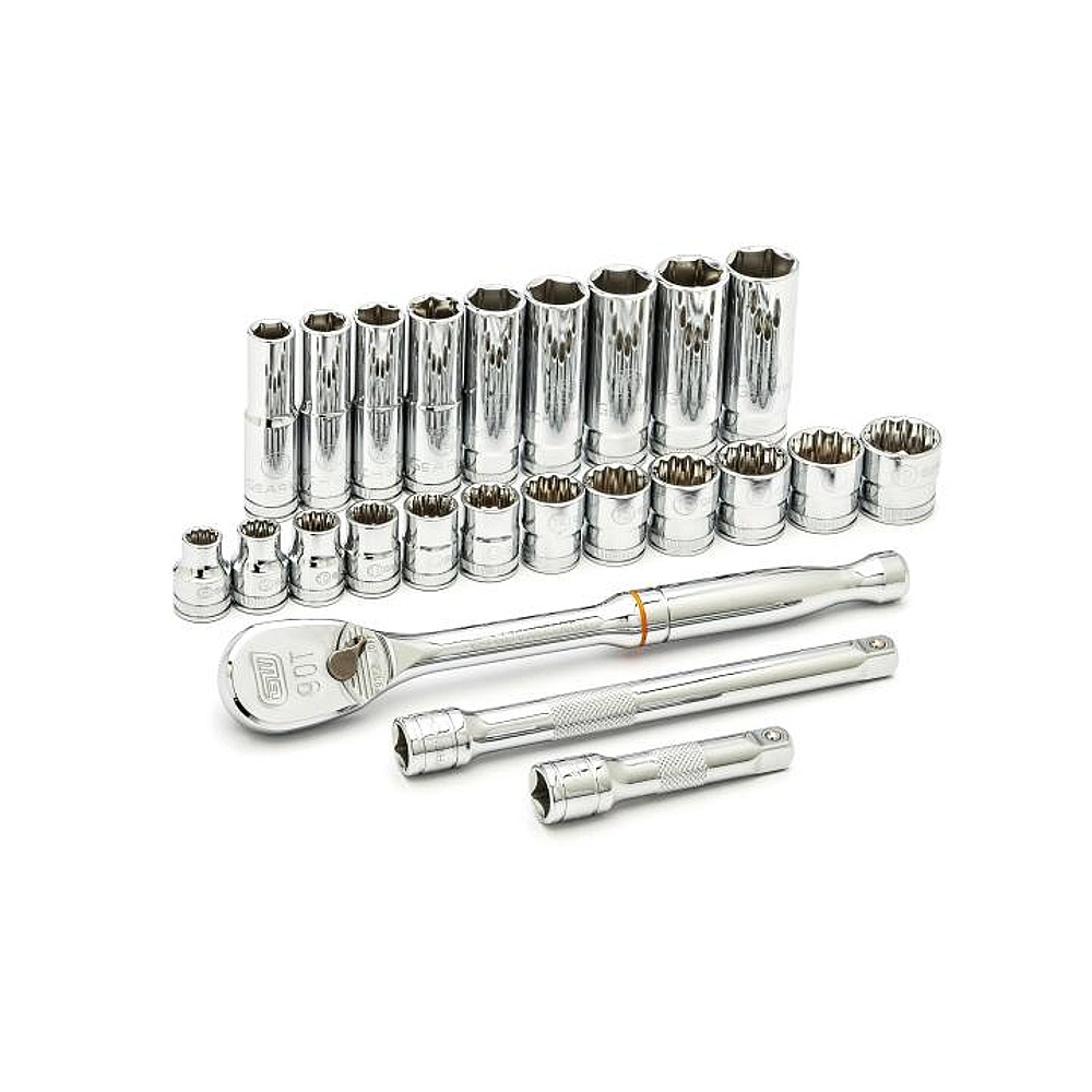 GEARWRENCH 80559 24 Piece 3/8" Drive Metric Socket Set (Standard/Deep)