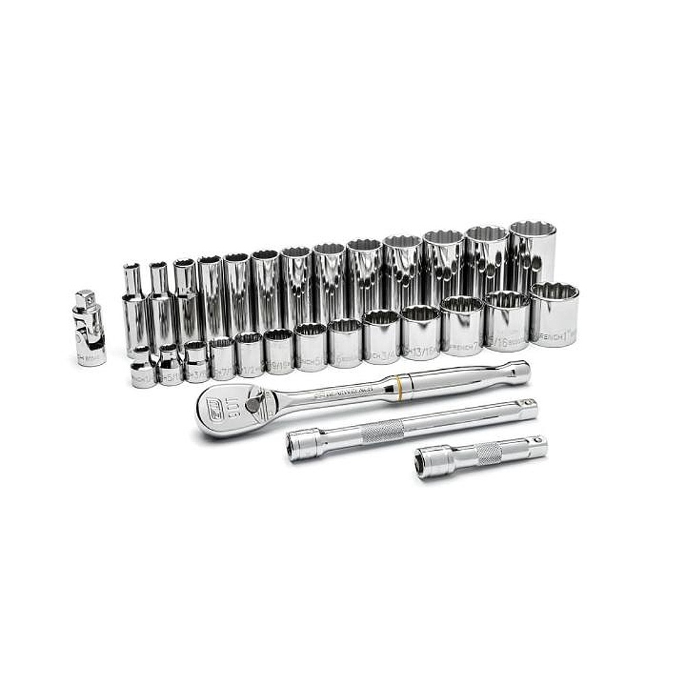 GEARWRENCH 80568 30 Piece 3/8" Drive 12 Point SAE Standard and Deep Socket Set