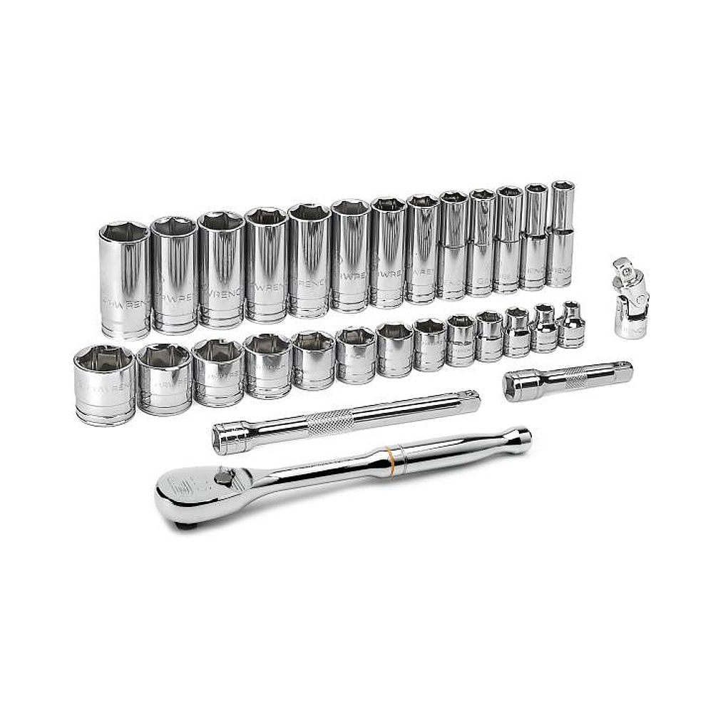 GEARWRENCH 80569 30 Piece 3/8" Drive 6 Point SAE Standard and Deep Socket Set