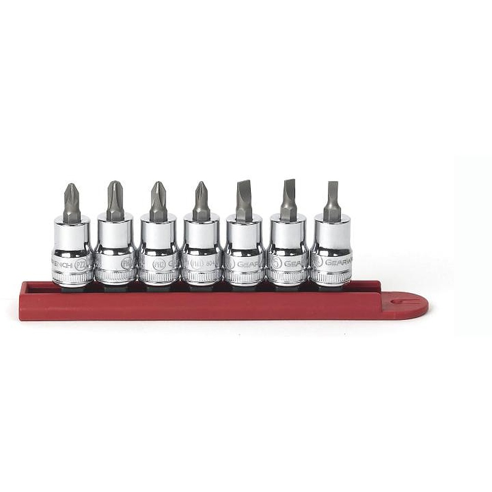 GEARWRENCH 80577 7 Piece 3/8" Drive Slotted/Phillips®/Pozidriv® Bit Socket Set
