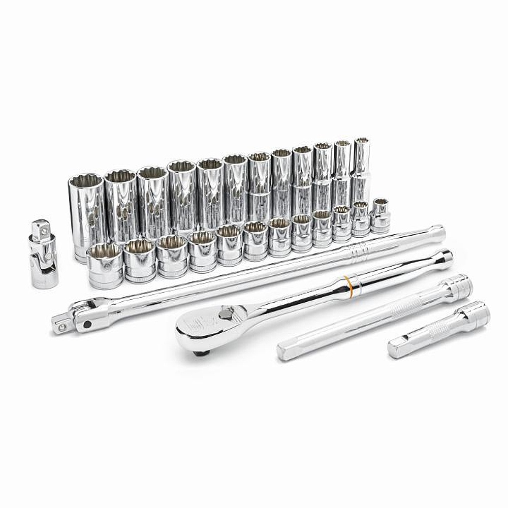 GEARWRENCH 80692 29 Piece 3/8" Drive 12 Point Standard and Deep Metric Mechanics Tool Set