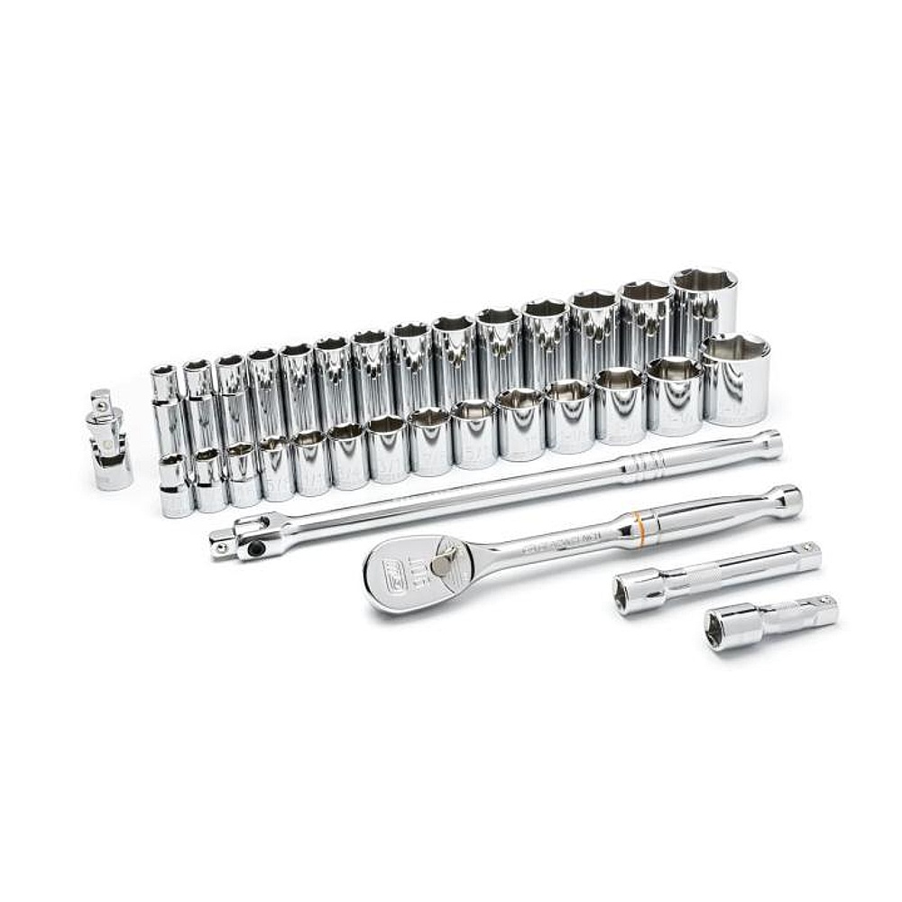 GEARWRENCH 80715 33 Piece1/2" Drive 6 Point SAE Standard and Deep Socket Set