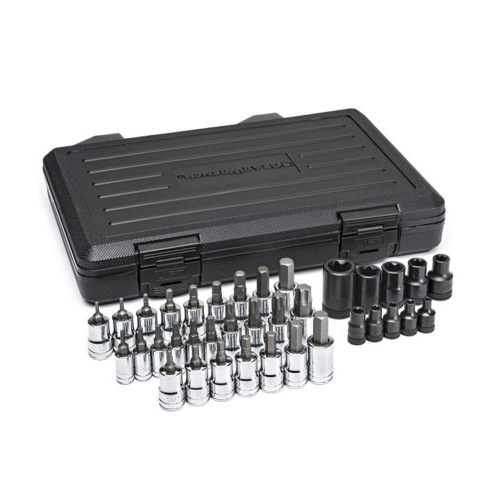 GEARWRENCH 80726 36 Piece 1/4", 3/8" & 1/2" Drive Standard Hex, E-Torx® & Torx® Bit SAE/Metric Socket Set
