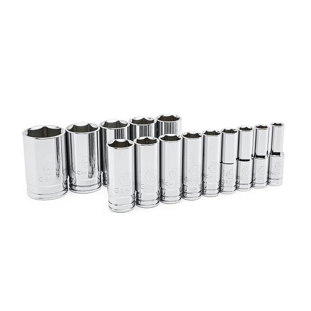 GEARWRENCH 80733 14 Piece 1/2" Drive SAE Deep 6 Point Socket Set