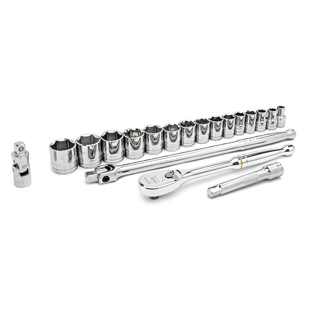 GEARWRENCH 80791 19 Piece 1/2" Drive 6 Point Standard SAE Mechanics Tool Set
