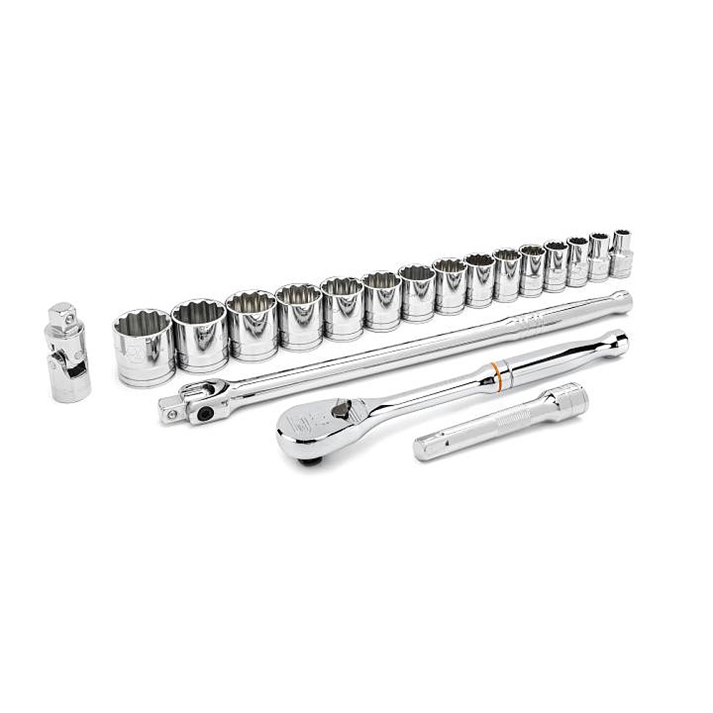 GEARWRENCH 80792 19 Piece 1/2" Drive 12 Point Standard SAE Mechanics Tool Set