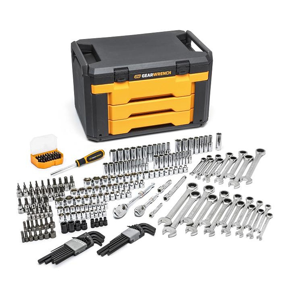 GEARWRENCH 80944 232 Piece Mechanics Tool Set in 3 Drawer Storage Box