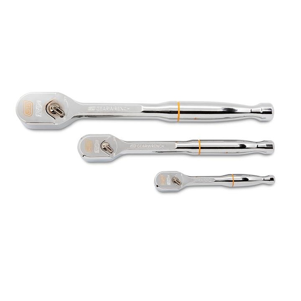 GEARWRENCH 81206XP 3 Piece 1/4", 3/8" & 1/2" Drive 120XP™ Full Polish Teardrop Ratchet Set