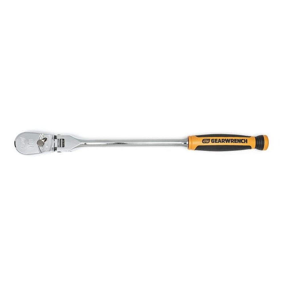 GEARWRENCH 81210T 3/8" Drive 90-Tooth Dual Material Flex Head Teardrop Ratchet 13"