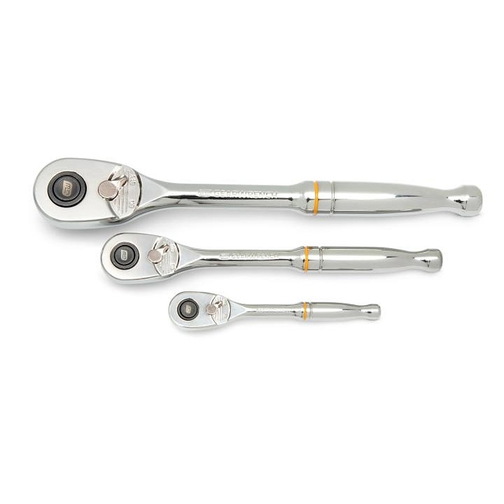 GEARWRENCH 81310T 3 Piece 1/4", 3/8” & 1/2" Drive 90-Tooth Quick Release Teardrop Ratchet Set