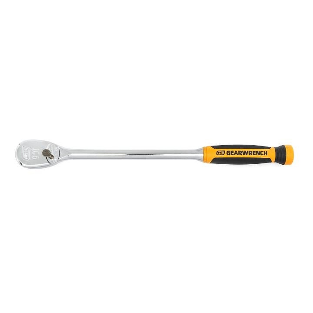 GEARWRENCH 81361T 1/2" Drive 90-Tooth Long Handle Dual Material Teardrop Ratchet 16-1/2"