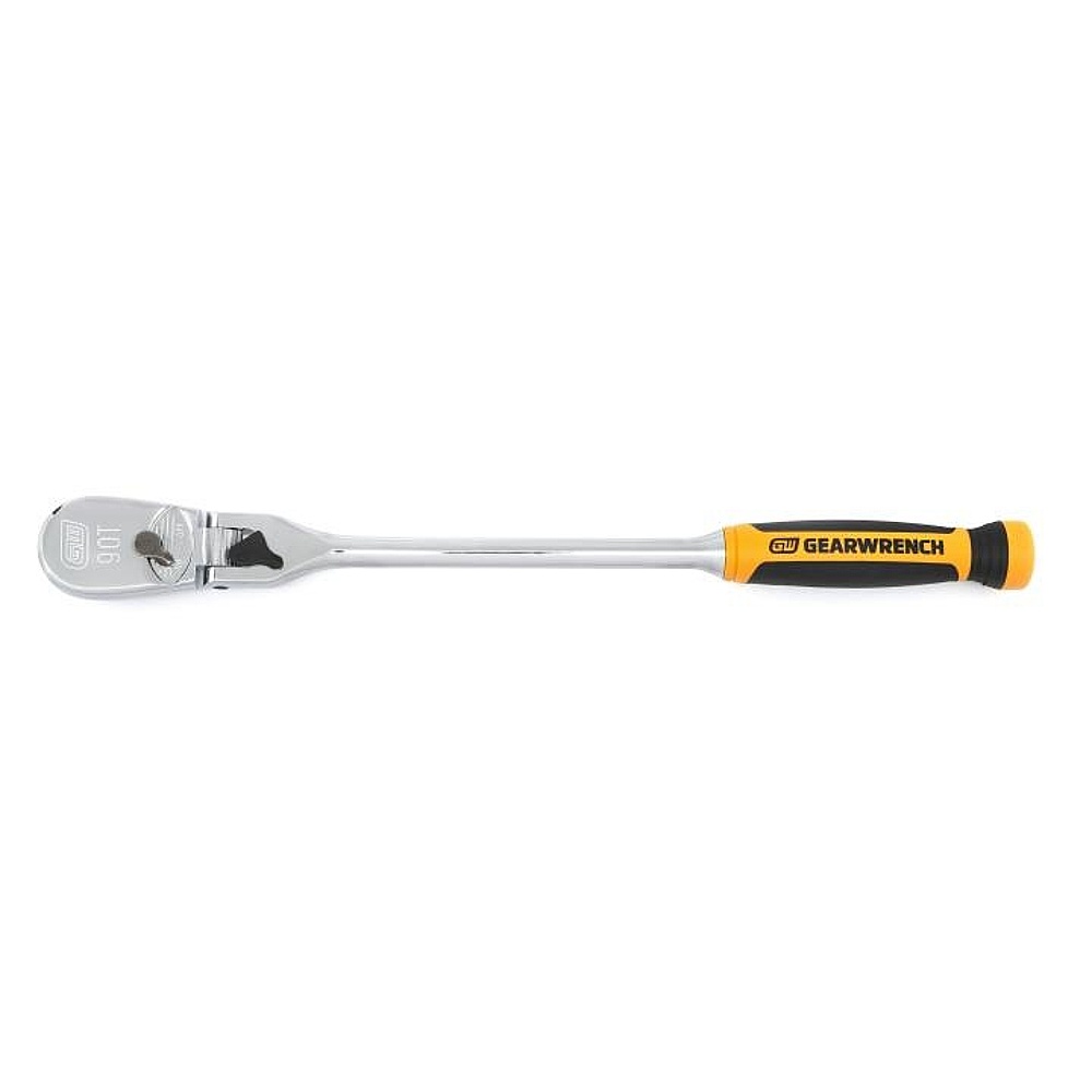 GEARWRENCH 81371T 1/2" Drive 90-Tooth Dual Material Locking Flex Head Teardrop Ratchet 17"