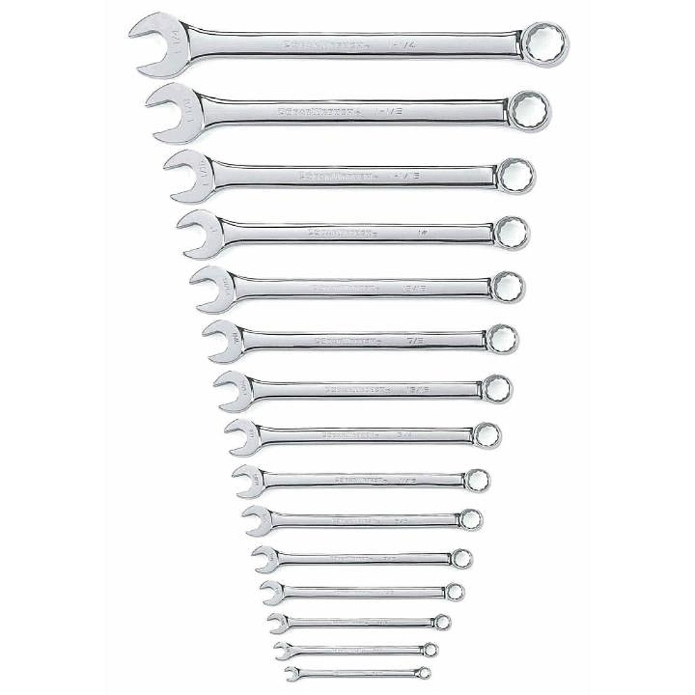 GEARWRENCH 81918 15 Piece 12 Point Long Pattern Combination SAE Wrench Set with Tool Roll