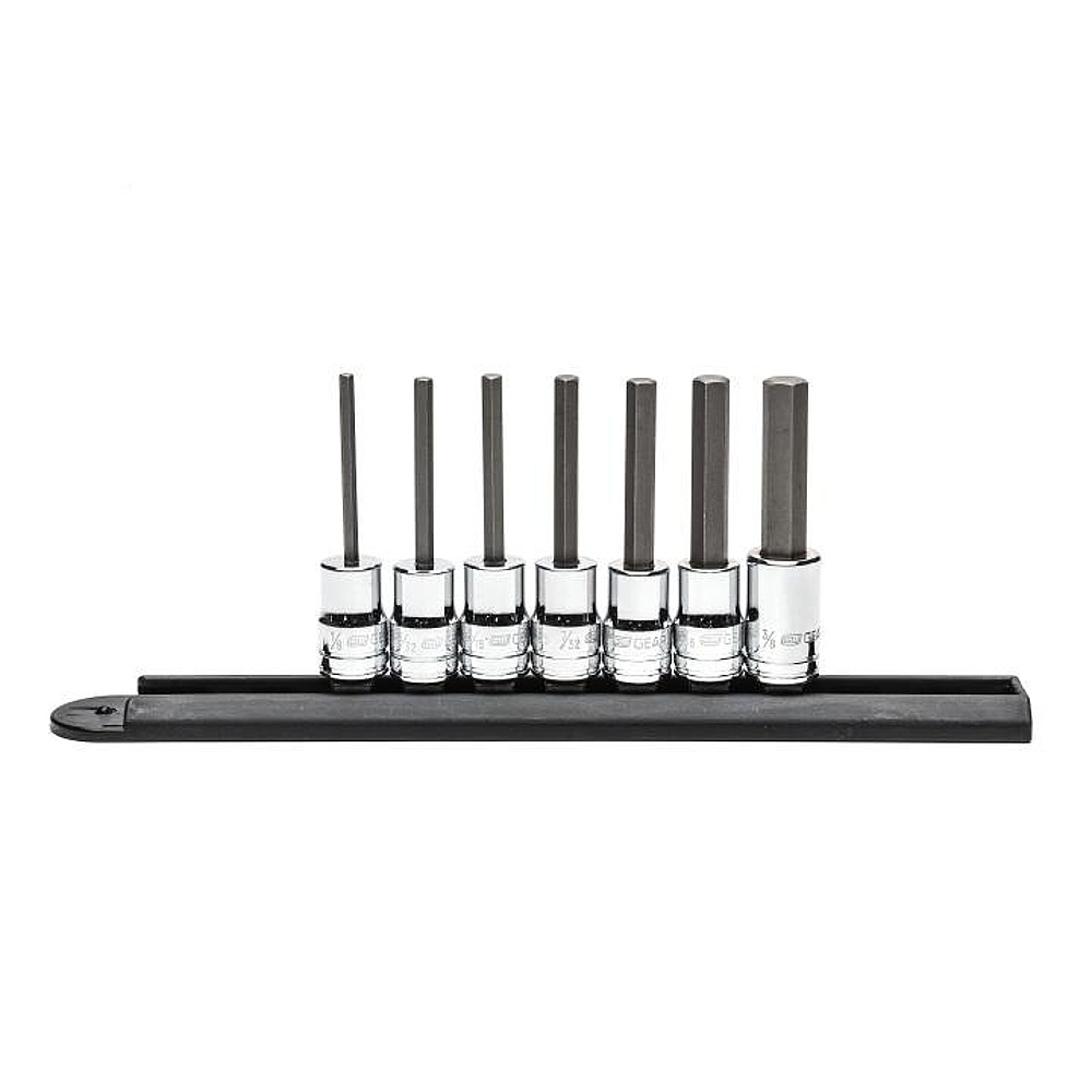 GEARWRENCH 82529 7 Piece 3/8" Drive Mid Length Hex Bit SAE Socket Set