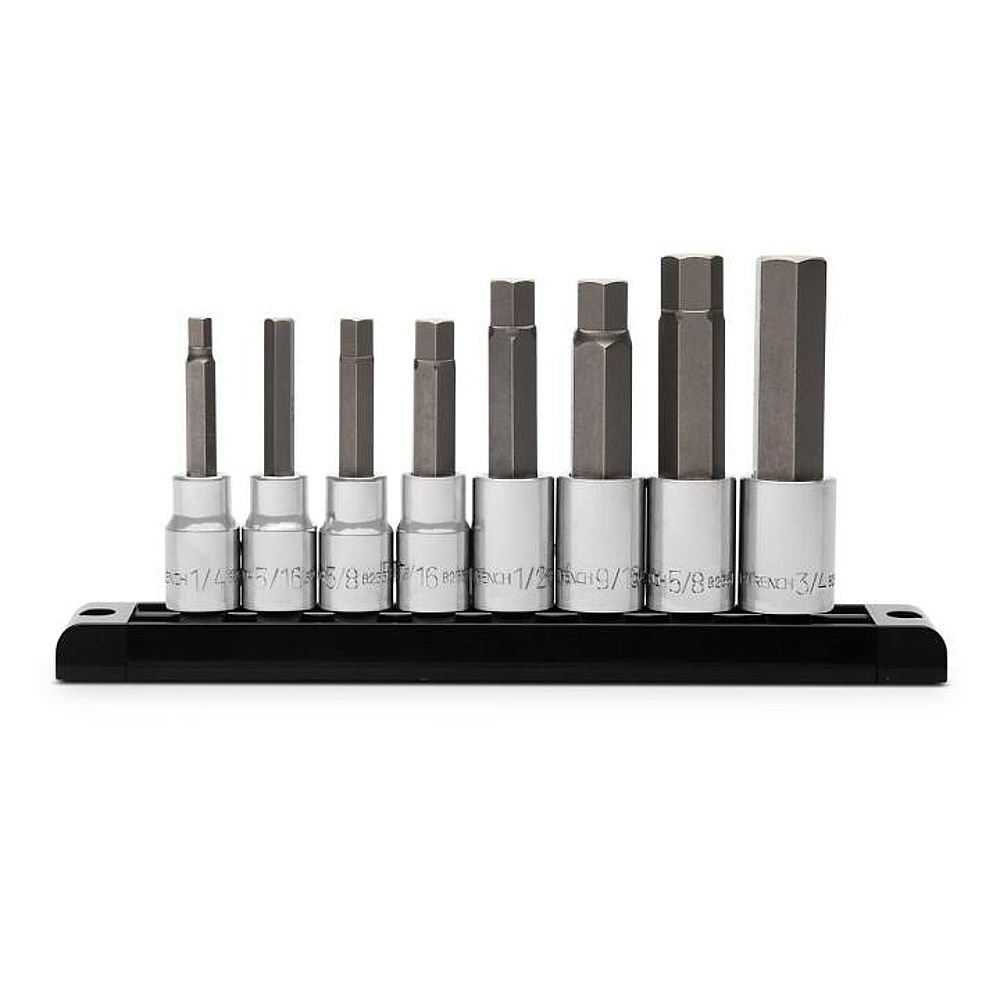 GEARWRENCH 82585 8 Piece 1/2" Drive SAE Mid Length Hex Bit Socket