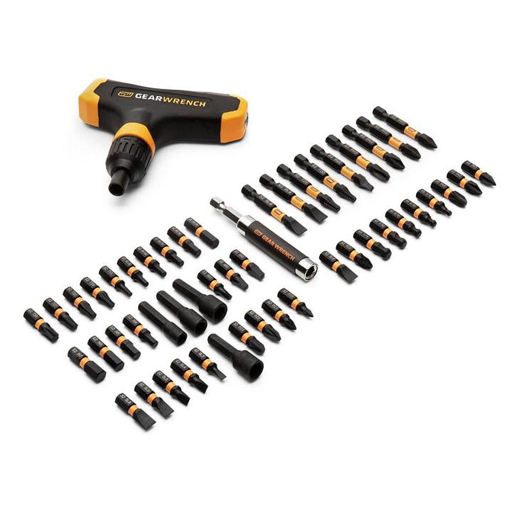 GEARWRENCH 83535 51 Piece 1/4" Hex Micro Bit Set with Ratcheting T-Handle