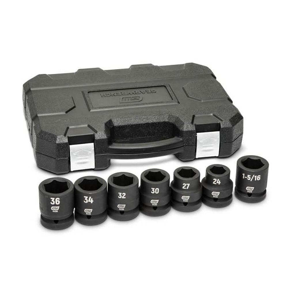 GEARWRENCH 84038 7 Piece 1" Drive 6 Point SAE/Metric Impact Socket Set