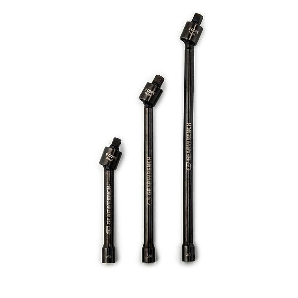 GEARWRENCH 84453 3 Piece 3/8" Drive X-Core™ Pinless Universal Joint Impact Extension Set 6", 9" & 12"