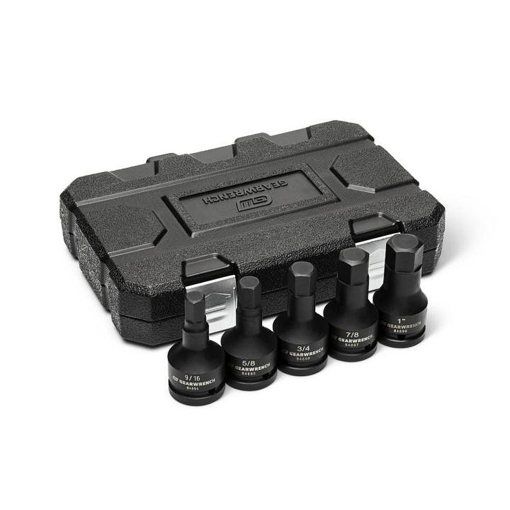 GEARWRENCH 84899-06 5 Piece 3/4" Drive SAE Impact Hex Bit Socket Set with Blow Mold Case