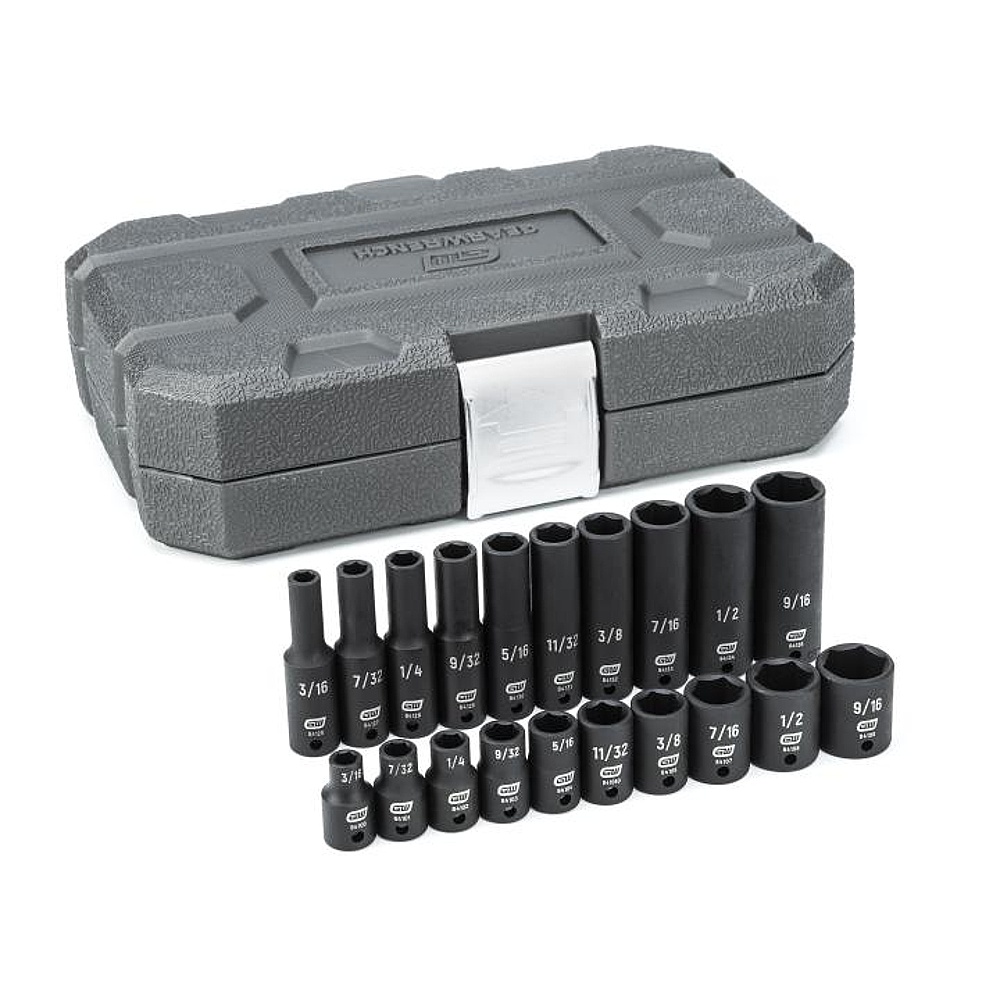 GEARWRENCH 84900 20 Piece 1/4" Drive 6 Point Standard and Deep Impact SAE Socket Set