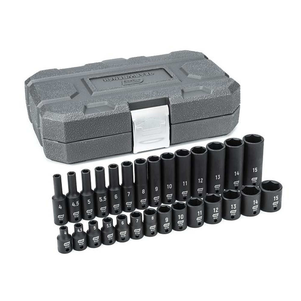 GEARWRENCH 84901 28 Piece 1/4" Drive 6 Point Standard and Deep Impact Metric Socket Set