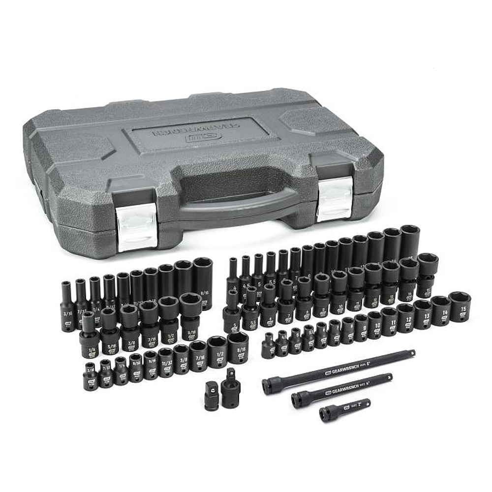 GEARWRENCH 84903 71 Piece 1/4" Drive 6 Point SAE/Metric Standard & Deep Master Impact Socket Set