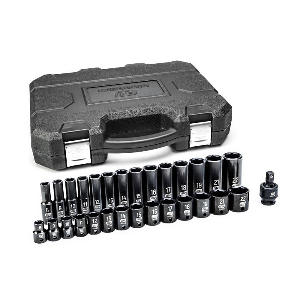 GEARWRENCH 84925N 29 Piece 3/8" Drive 6 Point Standard and Deep Impact Metric Socket Set