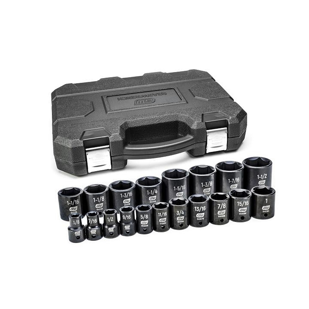 GEARWRENCH 84932N 19 Piece 1/2" Drive 6 Point Standard Impact SAE Socket Set