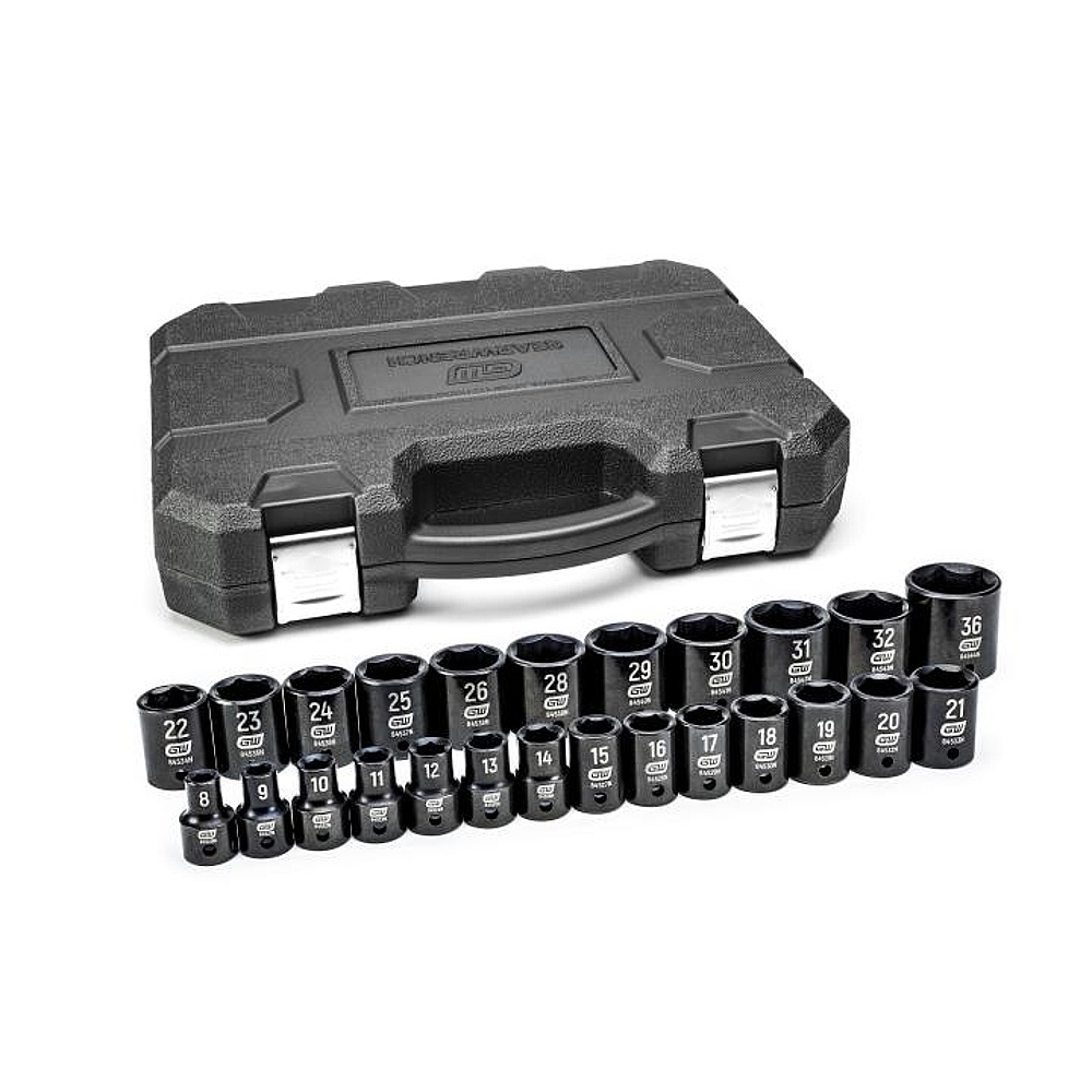 GEARWRENCH 84933N 25 Piece 1/2" Drive 6 Point Standard Impact Metric Socket Set