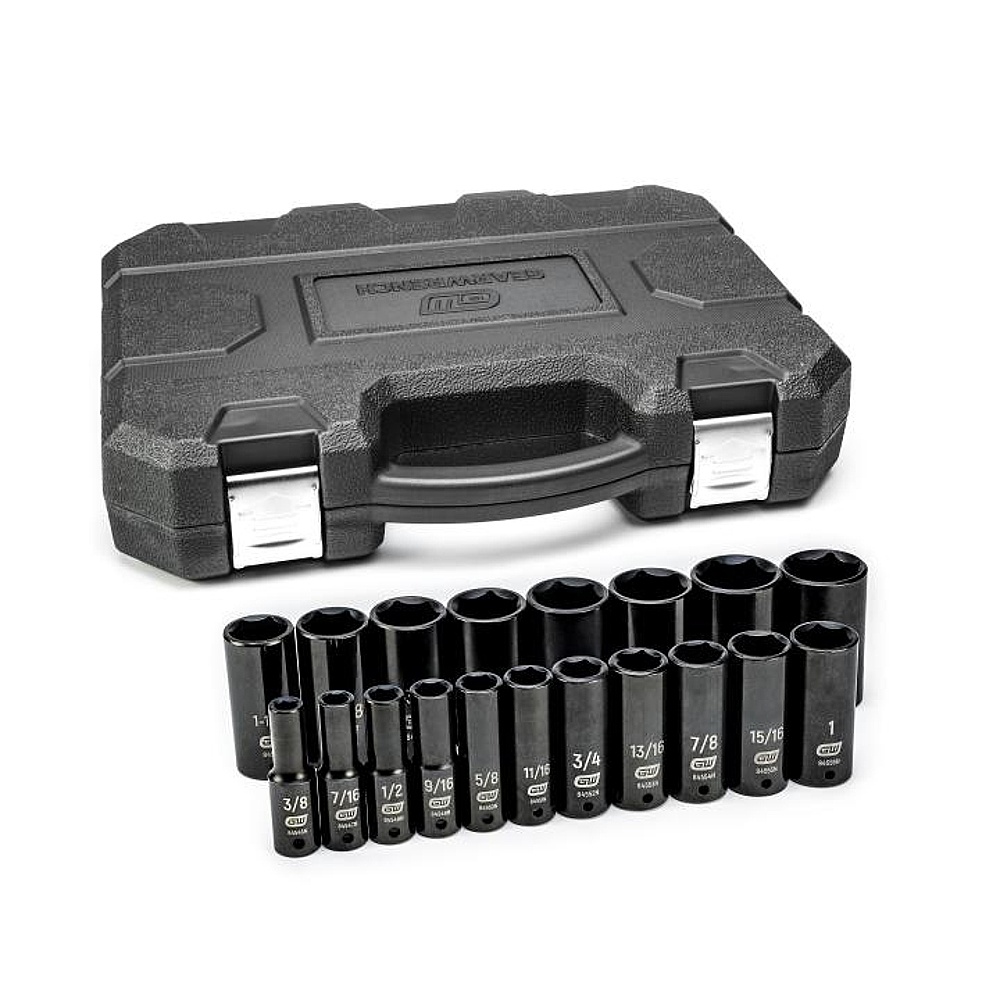 GEARWRENCH 84934N 19 Piece 1/2" Drive 6 Point Deep Impact SAE Socket Set