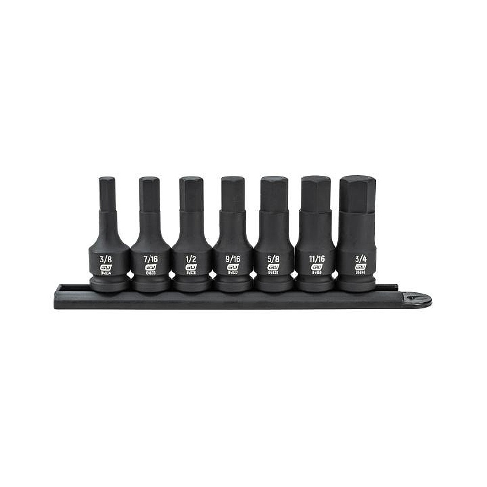 GEARWRENCH 84941 7 Piece 1/2" Drive Hex Bit Impact SAE Socket Set