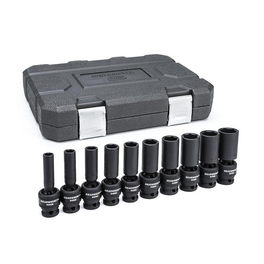 GEARWRENCH 84943N 10 Piece 1/2" Drive 6 Point Deep Universal Impact SAE Socket Set