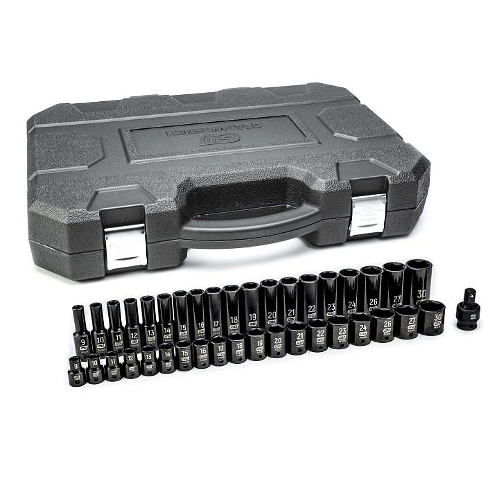 GEARWRENCH 84948N 39 Piece 1/2" Drive 6 Point Standard and Deep Impact Metric Socket Set