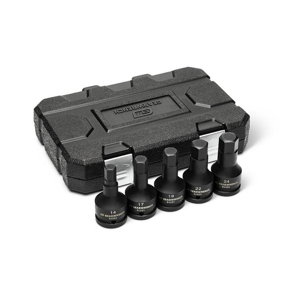 GEARWRENCH 84968-06 5 Piece 3/4" Drive Metric Impact Hex Bit Socket Set with Blow Mold Case