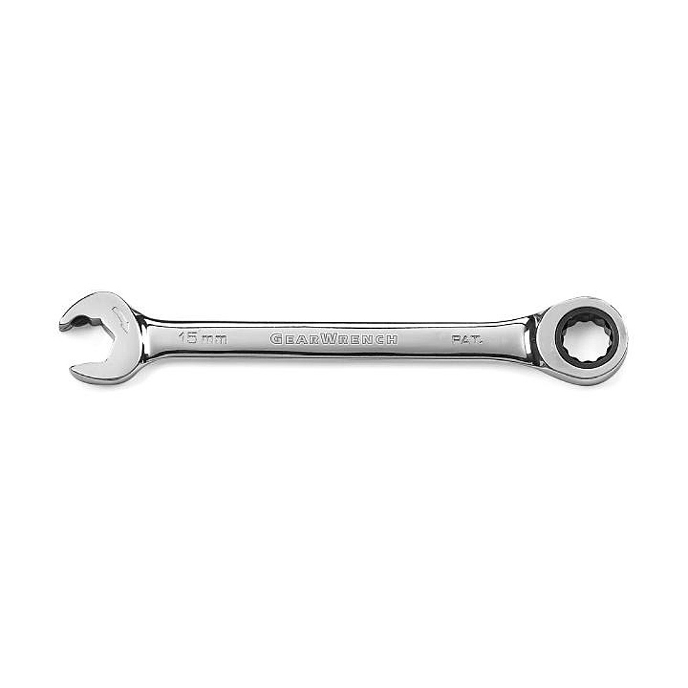 GEARWRENCH 85515 15mm 72-Tooth 12 Point Open End Ratcheting Combination Wrench