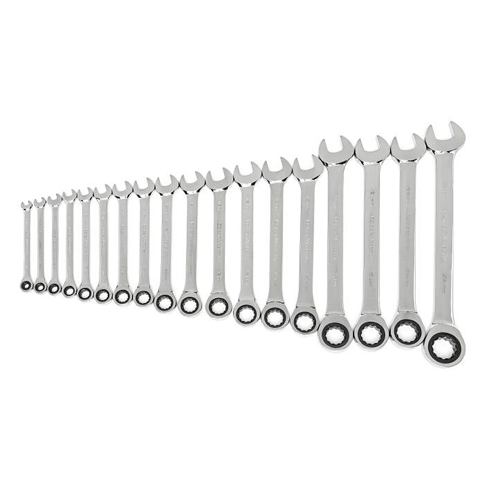 GEARWRENCH 85890-02 18 Piece 72-Tooth 12 Point Ratcheting Combination Metric Wrench Set
