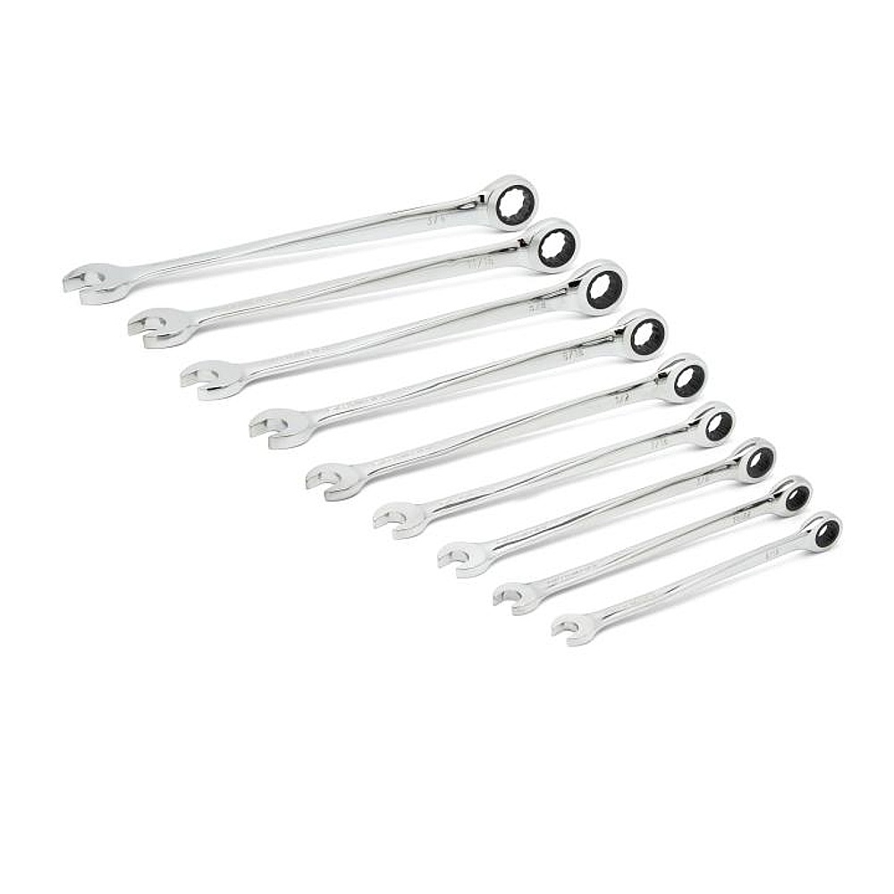 GEARWRENCH 85898 9 Piece 72-Tooth 12 Point XL X-Beam™ Ratcheting Combination SAE Wrench Set