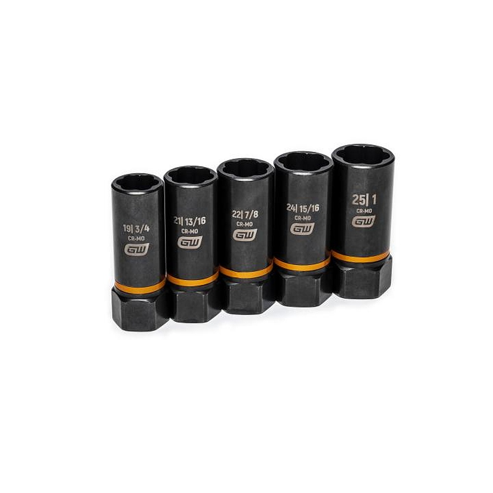 GEARWRENCH 86070 5 Piece 1/2" Drive Bolt Biter™ Deep Extraction Socket Set