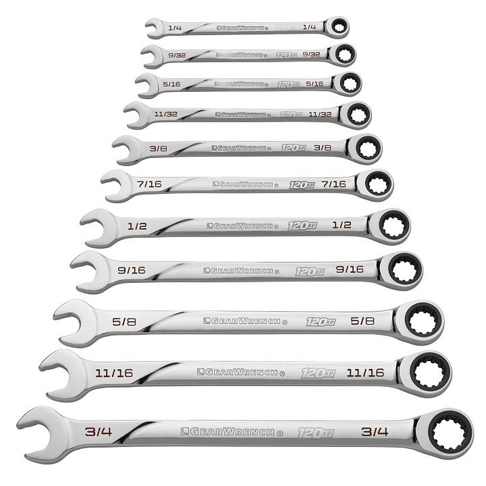 GEARWRENCH 86450 11 Piece 120XP™ Universal Spline XL Ratcheting Combination SAE Wrench Set