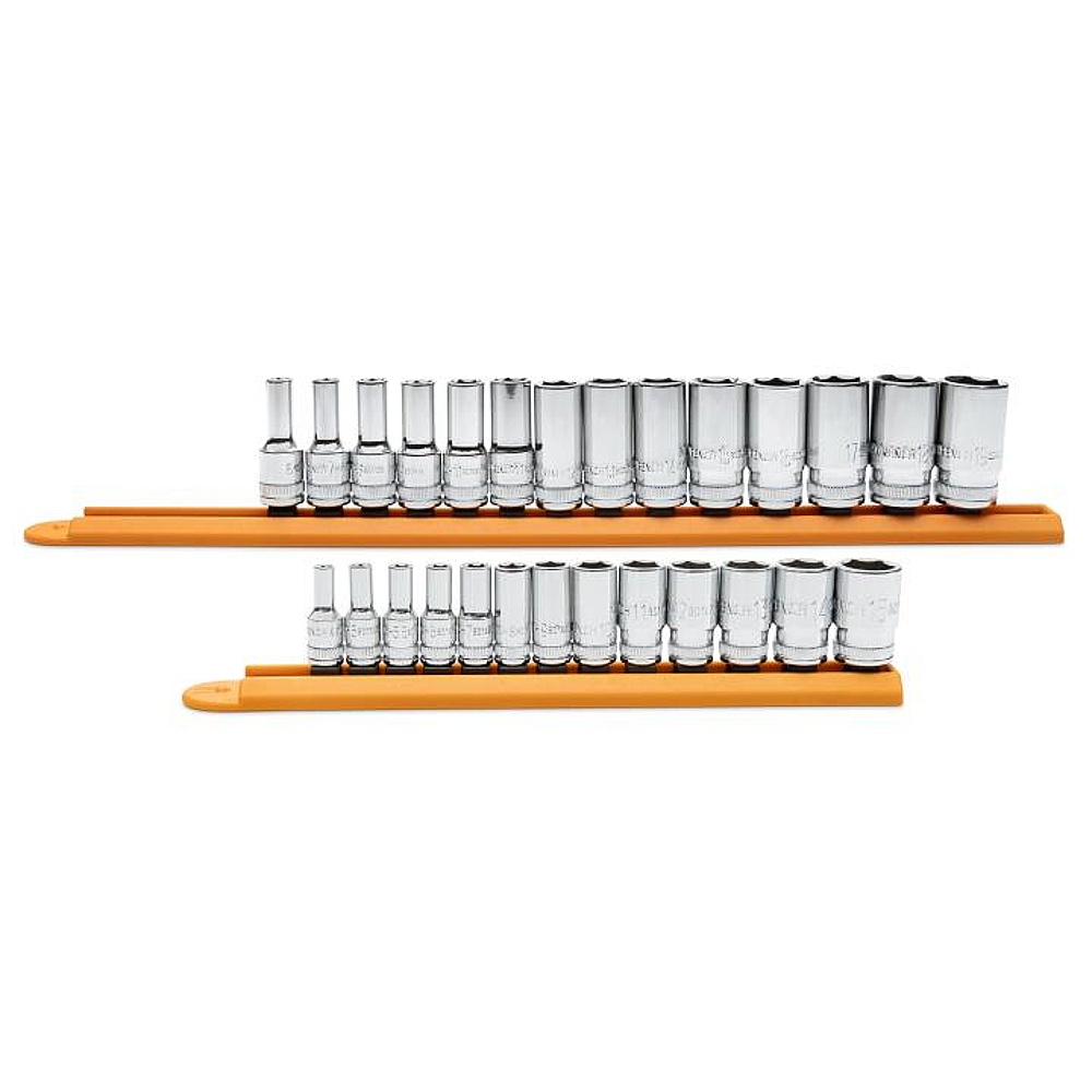 GEARWRENCH 86541-06 27 Piece 1/4" & 3/8" Drive 6 Point Mid Length Metric Socket Set